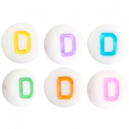 Abalorios alfabeto acr&iacute;lico letra D multicolor-blanco