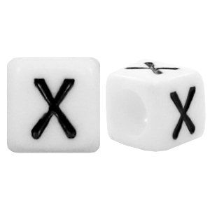 Abalorios alfabeto acr&iacute;lico letra X blanco
