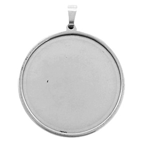 Fornituras Acero Inox engaste/colgante para cabuch&oacute;n 35mm plata vieja