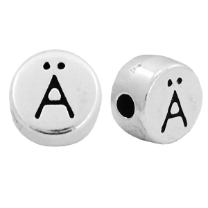 Abalorios letras met&aacute;licos DQ &Auml; Plata vieja (sin n&iacute;quel)