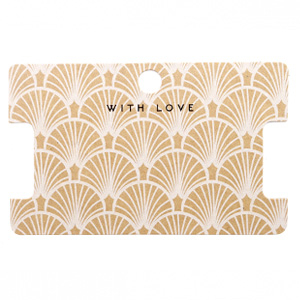Tarjetas para joyer&iacute;a 'with love' Art Deco Marr&oacute;n claro