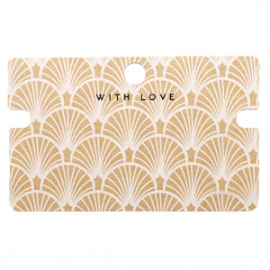 Tarjetas para joyer&iacute;a  'with love' Art Deco Marr&oacute;n claro