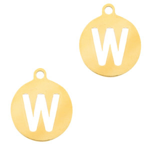 Colgantes acero inox 10mm moneda letra W Dorado