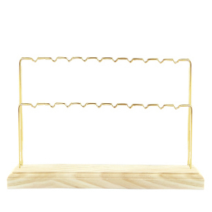 Expositor de Joyer&iacute;a para pendientes con 2 hileras Madera natural - dorada