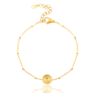 Pulseras Polaris Acero Inox con engaste para cabuch&oacute;n 7mm / Swarovski SS34 bola Dorado