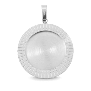 Colgantes Polaris Acero Inox con engaste para cabuch&oacute;n 20mm Plateado