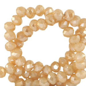 Abalorios faceteados 4x3 mm disco Beige melocot&oacute;n-pearl shine coating