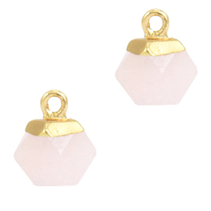 Colgantes de piedra natural hex&aacute;gono Rosa fr&iacute;o-dorado