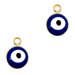 colgantes met&aacute;licos Basic Quality 6mm ojo turco/nazar Dorado-azul