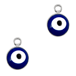 colgantes met&aacute;licos Basic Quality 6mm ojo turco/nazar Plateado-azul