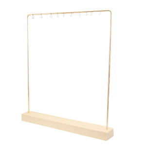 Expositor de Joyer&iacute;a para collares y base de madera Natural-dorado