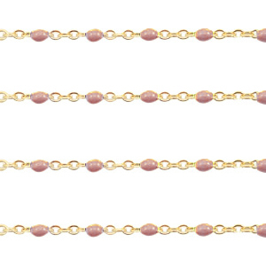 Fornituras Acero Inox cadena jasseron 1mm Marr&oacute;n piedra arenisca-dorado