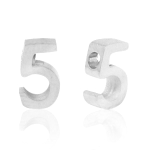 Abalorios Acero Inox n&uacute;mero 5 Plateado