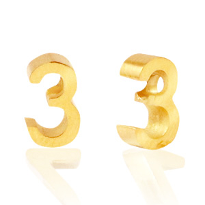 Abalorios Acero Inox n&uacute;mero 3 Dorado