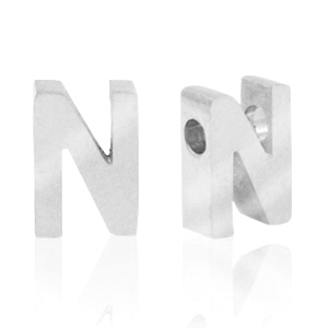 Abalorios Acero Inox letra N Plateado