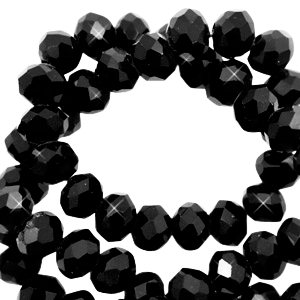 Abalorios faceteados disco 6x4 mm Negro azabache-revestimiento pearl shine