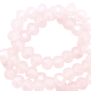 Abalorios faceteados disco 4x3mm Soft pink opal-revestimiento pearl shine