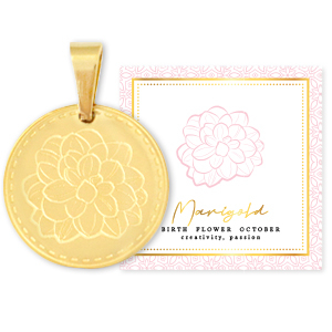 Mix & Match colgantes Acero Inox 15mm Flor de nacimiento Octubre-Cal&eacute;ndula Dorado
