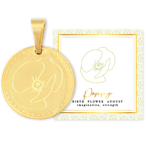 Mix & Match colgantes Acero Inox 15mm Flor de nacimiento Agosto-Amapola Dorado