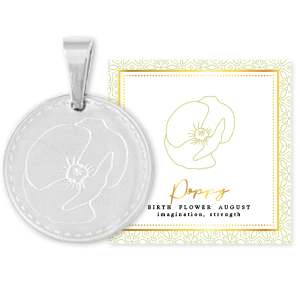 Mix & Match colgantes Acero Inox 15mm Flor de nacimiento Agosto-Amapola Plateado