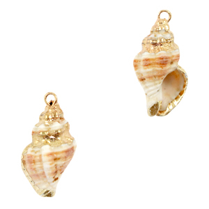 Colgantes concha especial Bocina Marr&oacute;n claro cremoso-dorado