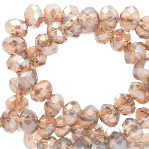 Abalorios faceteados disco 3x2mm Beige champagne-revestimiento pearl shine