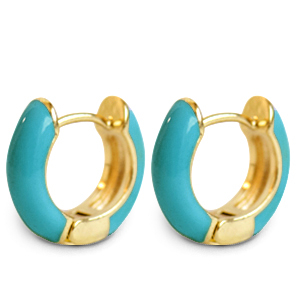 Pendientes Trendy criolla esmalte 15mm Turquesa-dorado