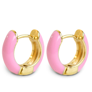 Pendientes Trendy criolla esmalte 15mm Rosa-dorado