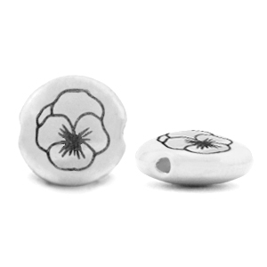 Abalorios met&aacute;licos DQ Flor de nacimiento Febrero-Violeta Plata vieja (sin n&iacute;quel)