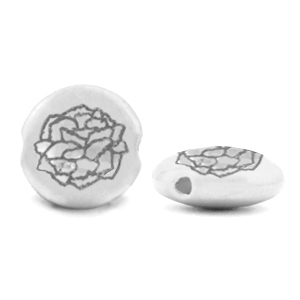 Abalorios met&aacute;licos DQ Flor de nacimiento Enero-Clavel Plata vieja (sin n&iacute;quel)