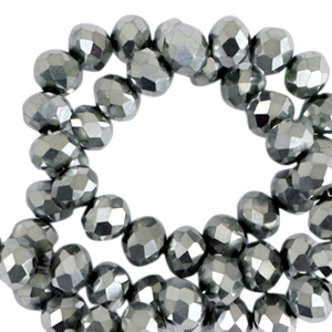 Abalorios faceteados disco 4x3 mm Plateado-revestimiento pearl shine