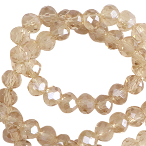 Abalorios faceteados disco 4x3mm Beige latte-revestimiento pearl shine