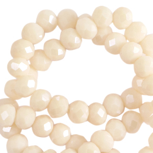 Abalorios faceteados disco 4x3mm Beige pristina-revestimiento pearl shine
