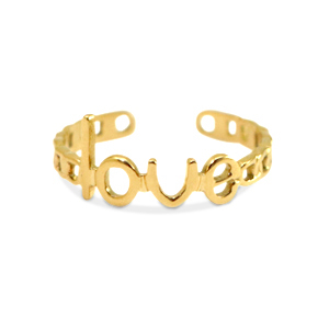 Anillos Acero Inox Love Dorado