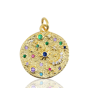 Metal TQ lat&oacute;n colgante luna y estrella Dorado