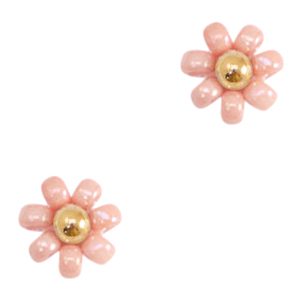 Abalorios Miyuki flor 8mm Rosa salm&oacute;n-dorado