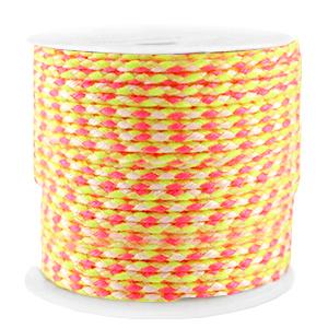Cord&oacute;n trenzado trendy 2mm Amarillo n&eacute;on-rosa