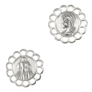 Colgantes met&aacute;licos DQ entrepieza Jes&uacute;s y Mar&iacute;a Plata vieja (sin n&iacute;quel)