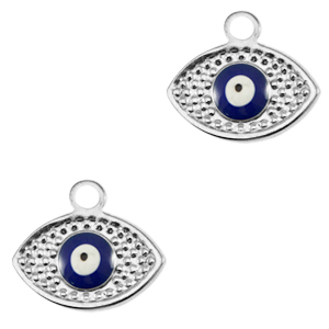 Colgantes Acero Inox ojo providencia esmalte Plateado-azul