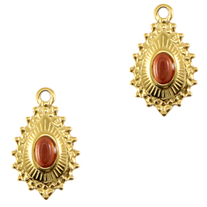 Colgantes Acero Inox gota con piedra natural Dorado-rojo Gran Ca&ntilde;&oacute;n
