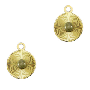 Colgantes Acero Inox 12mm con piedra natural Dorado-gris horizonte