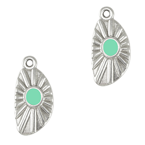 Colgantes met&aacute;licos DQ irregular Plata vieja-azul veraman (sin n&iacute;quel)