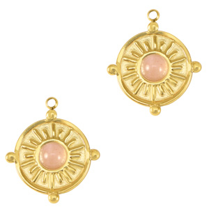 Colgantes Acero Inox con piedra natural Dorado-rosa