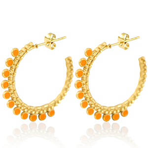 Pendientes Acero Inox criolla 30mm Dorado-naranja