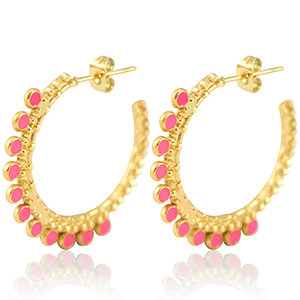 Pendientes Acero Inox criolla 30mm Dorado-rosa brillante
