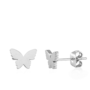 Pendientes Acero Inox mariposa Plateado