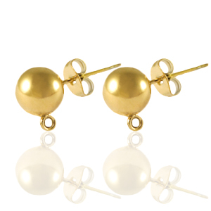 Pendientes Acero Inox con anilla 8mm Dorado