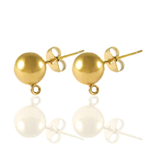 Pendientes Acero Inox con anilla 6mm Dorado