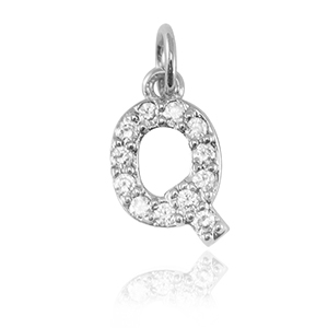 Metal TQ lat&oacute;n colgantes letra Q Plateado