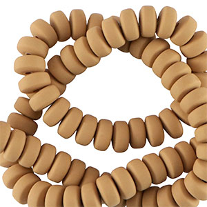 Abalorios de pol&iacute;meros rondeles 7mm Marr&oacute;n